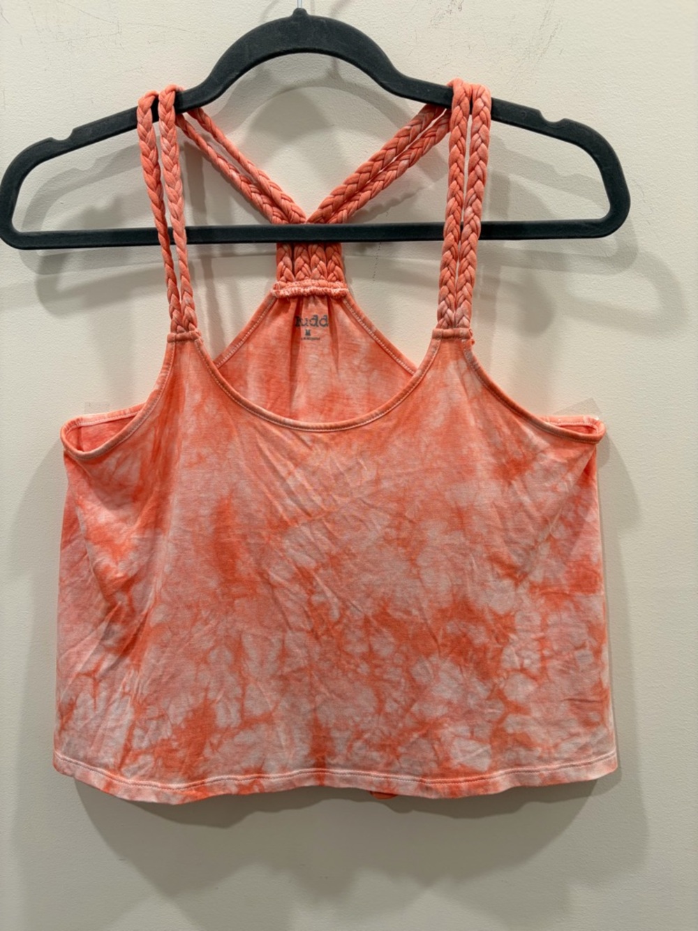 Mudd Coral Orange Tie-Dye Braided-Strap Crop Top